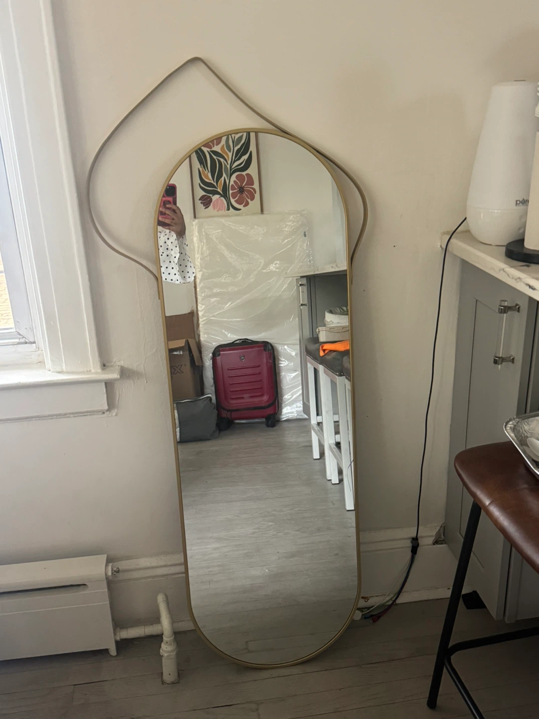 Arched Floor Mirror with Gold Frame - photo 2