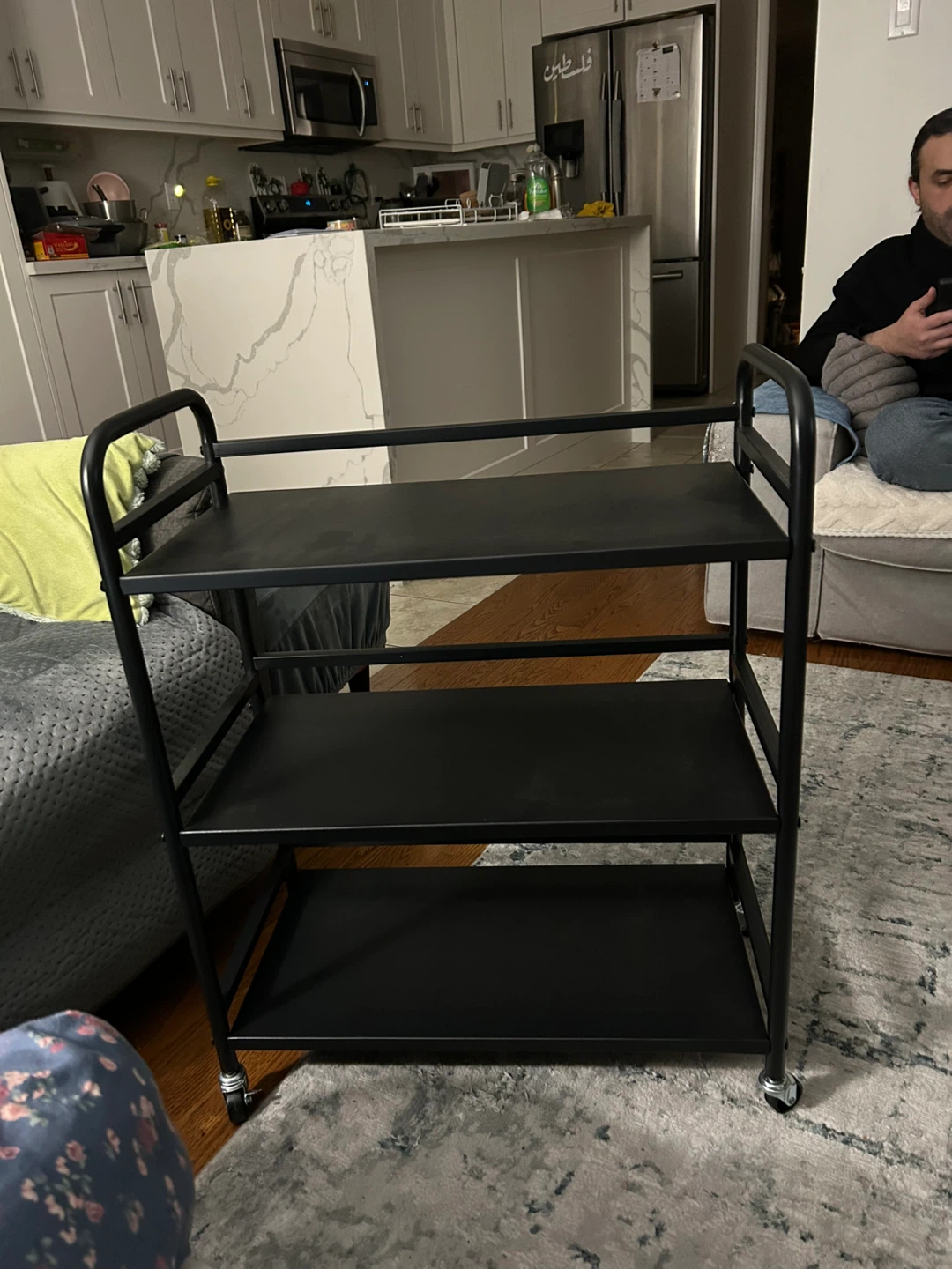 Black 3-Tier Rolling Utility Cart - photo 3