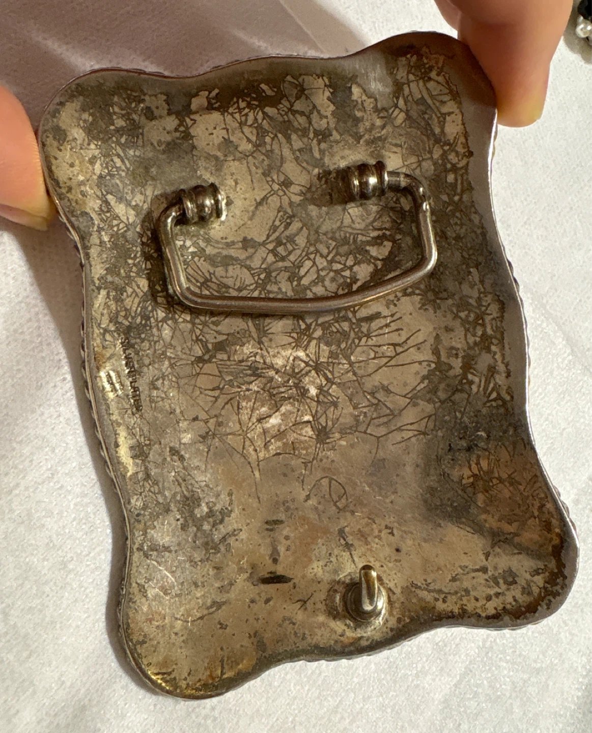 Vintage Silver Plated Alpaca Mexico Belt Buckle - photo 2