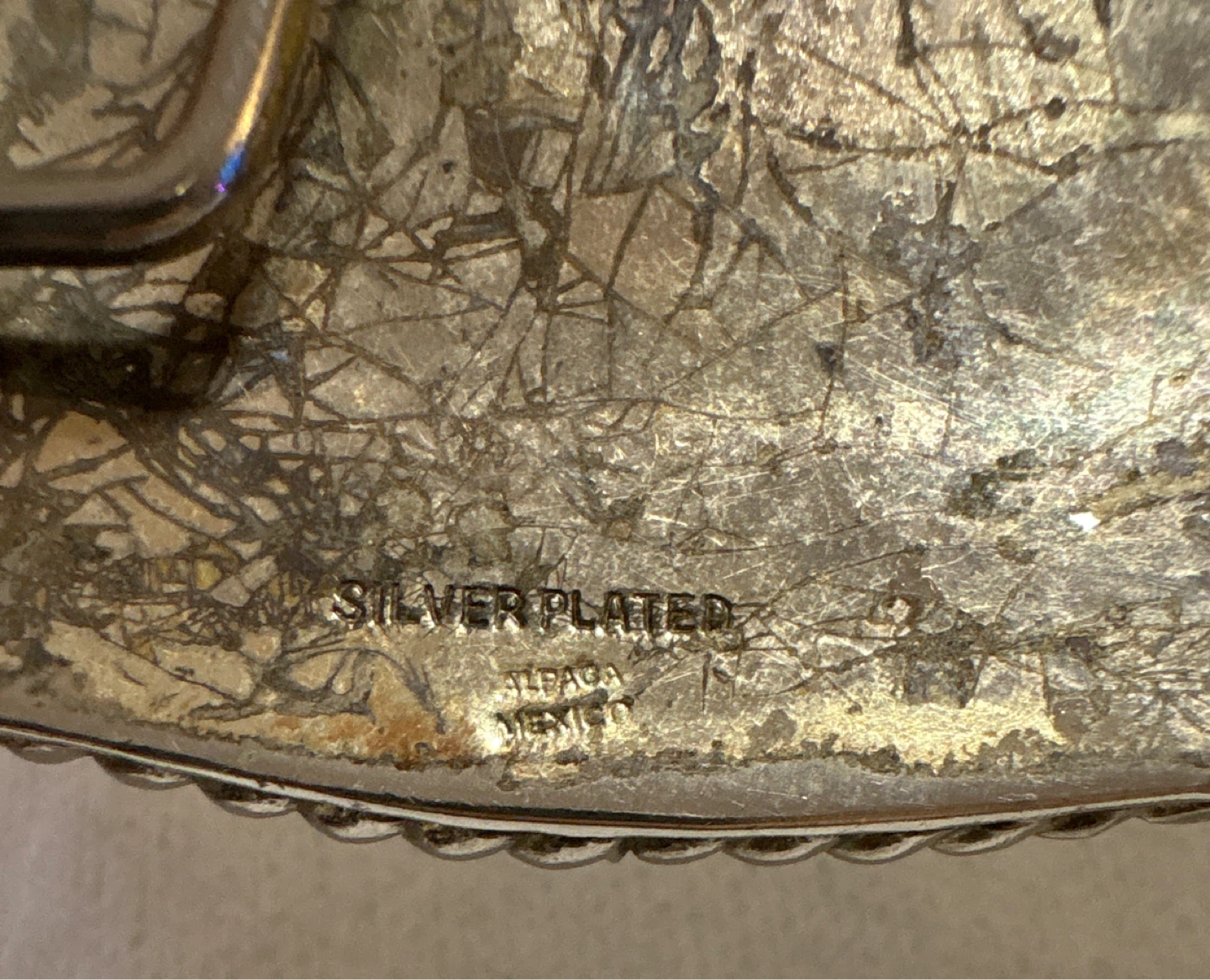 Vintage Silver Plated Alpaca Mexico Belt Buckle - photo 3