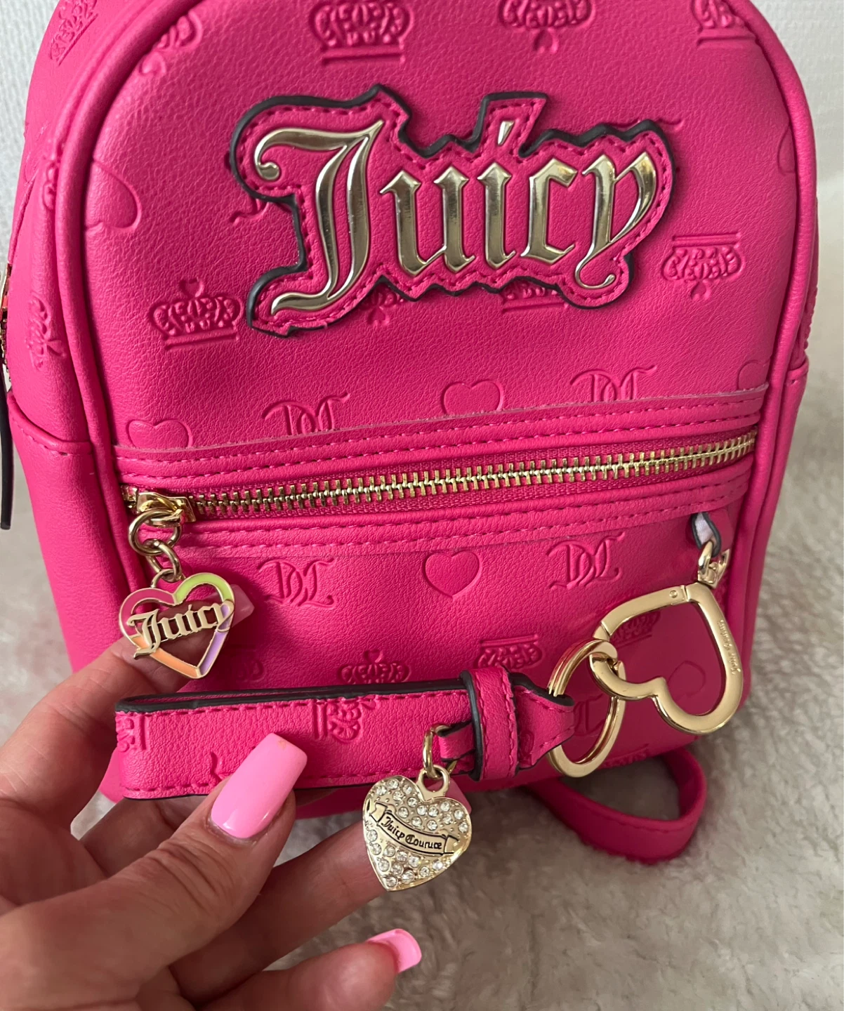 Juicy Couture Pink Mini Backpack With Keychain