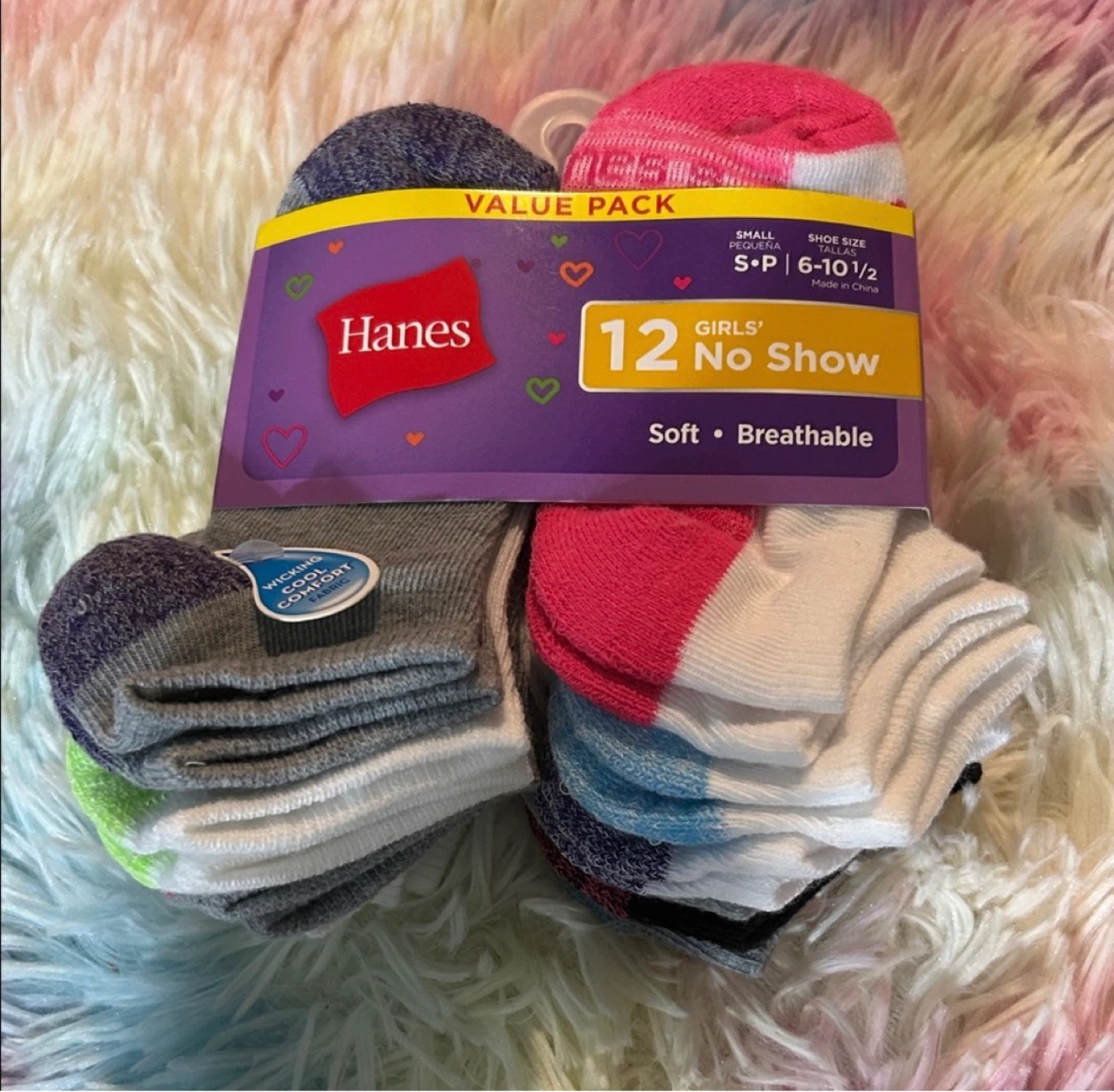 Hanes Girls' 12-Pack No Show Socks