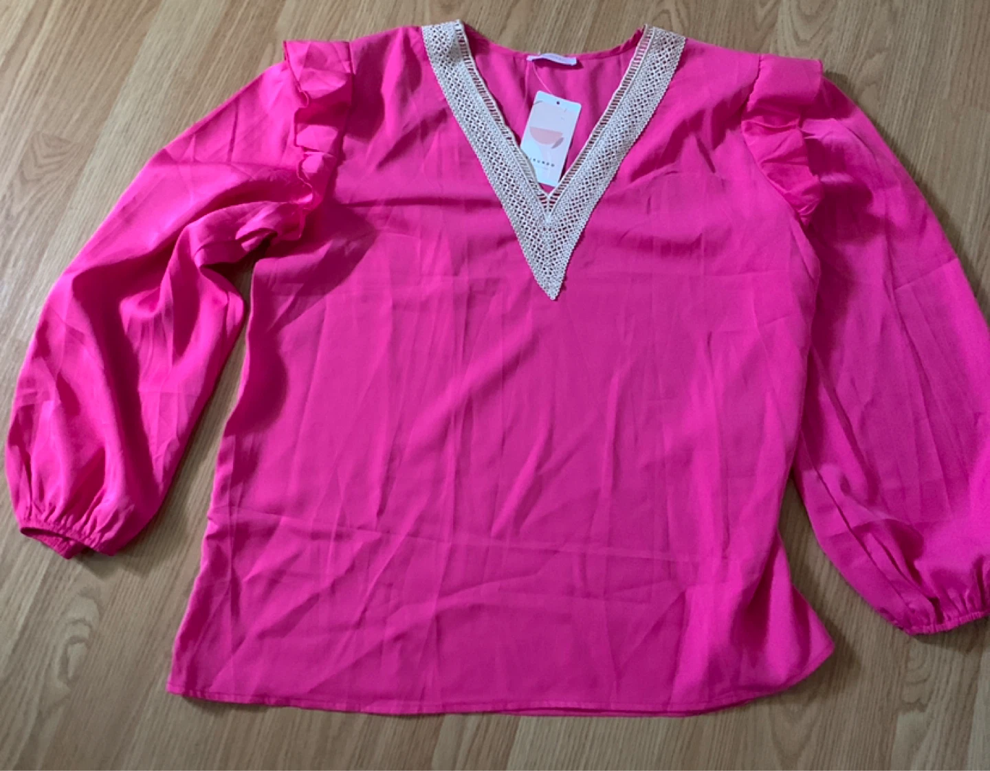KIRUNDO Women's Pink V-Neck Top - Size XXL