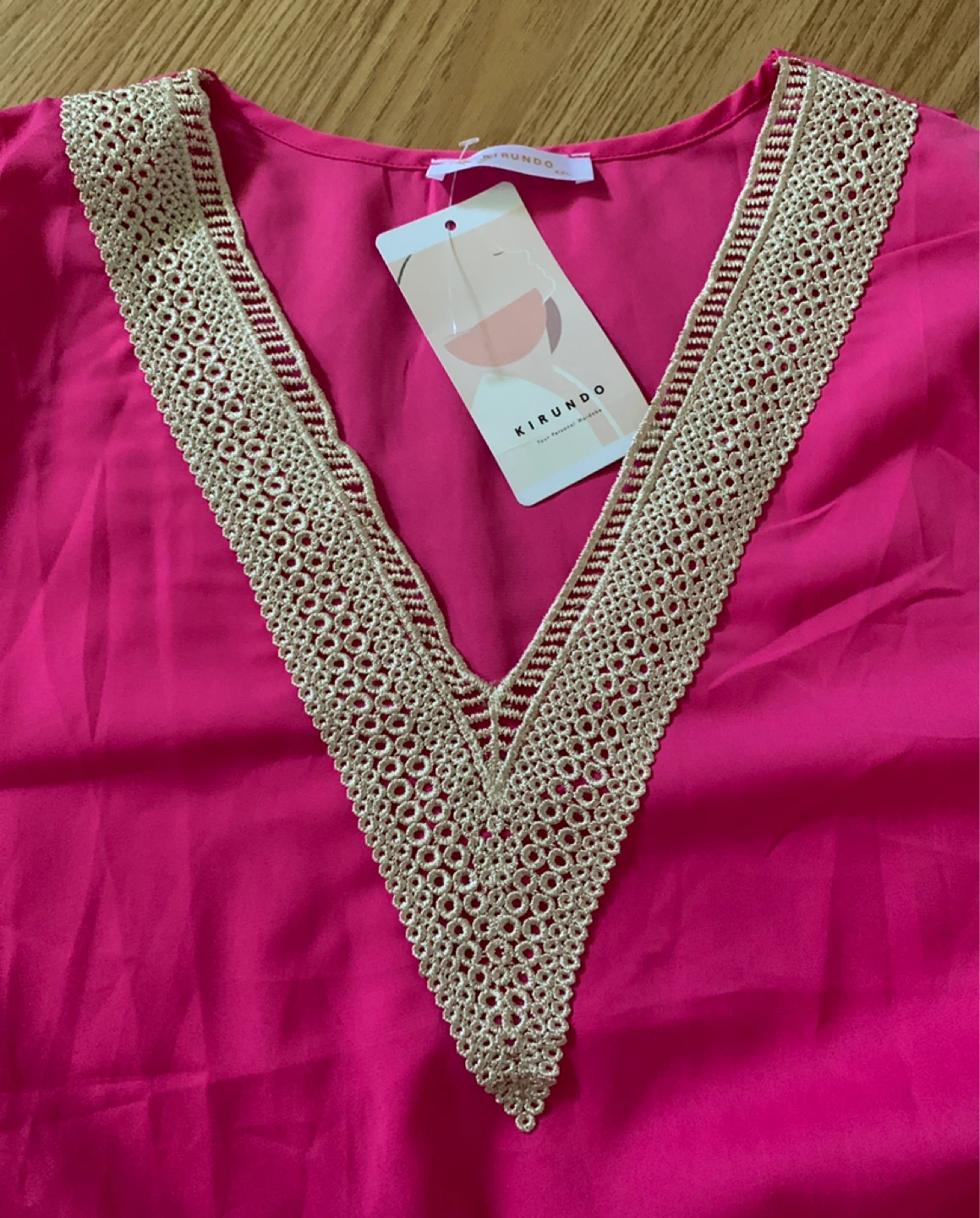 KIRUNDO Women's Pink V-Neck Top - Size XXL - photo 3