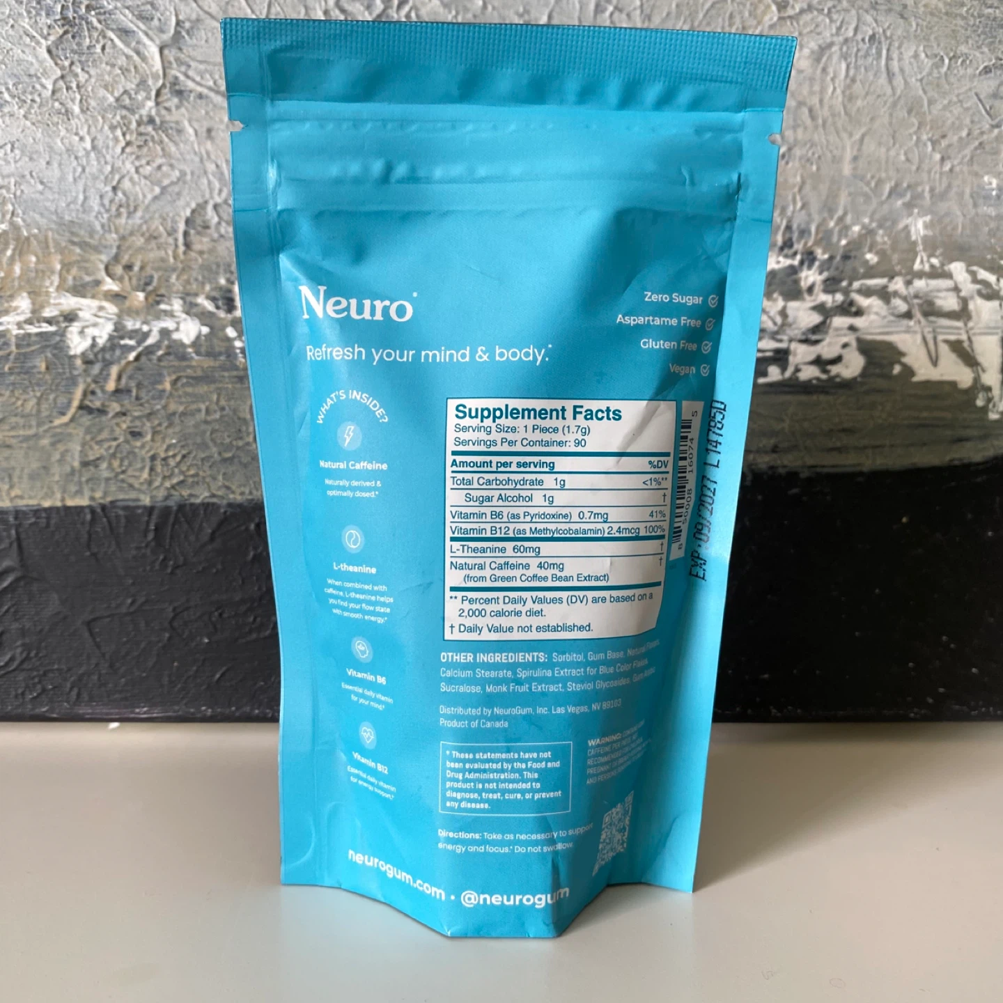 Neuro Caffeine Gum Energy & Focus Mega 90 pack Limited in Canada - photo 2
