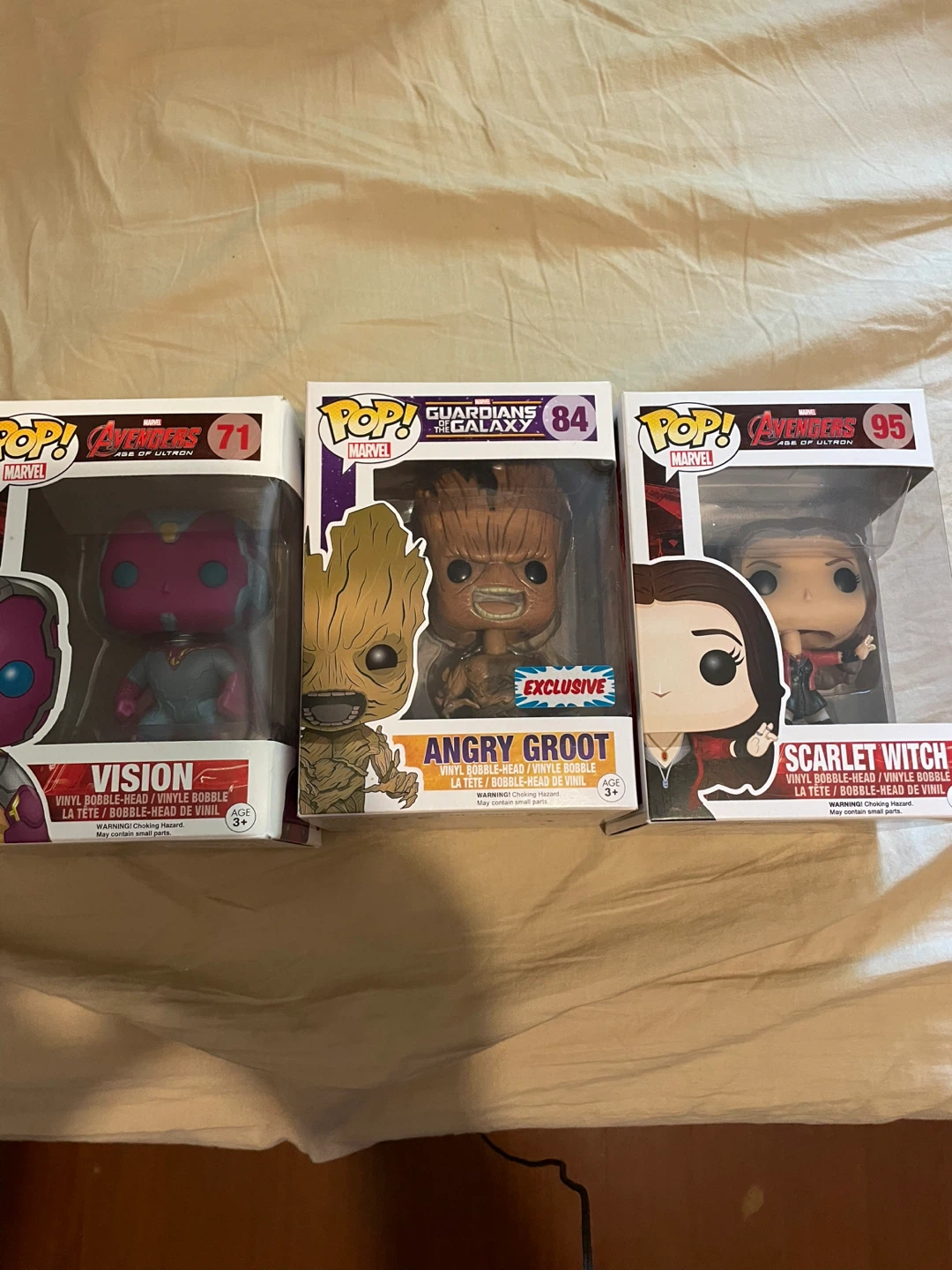 Funko Pop! Marvel Vision, Scarlet Witch & Angry Groot Figures