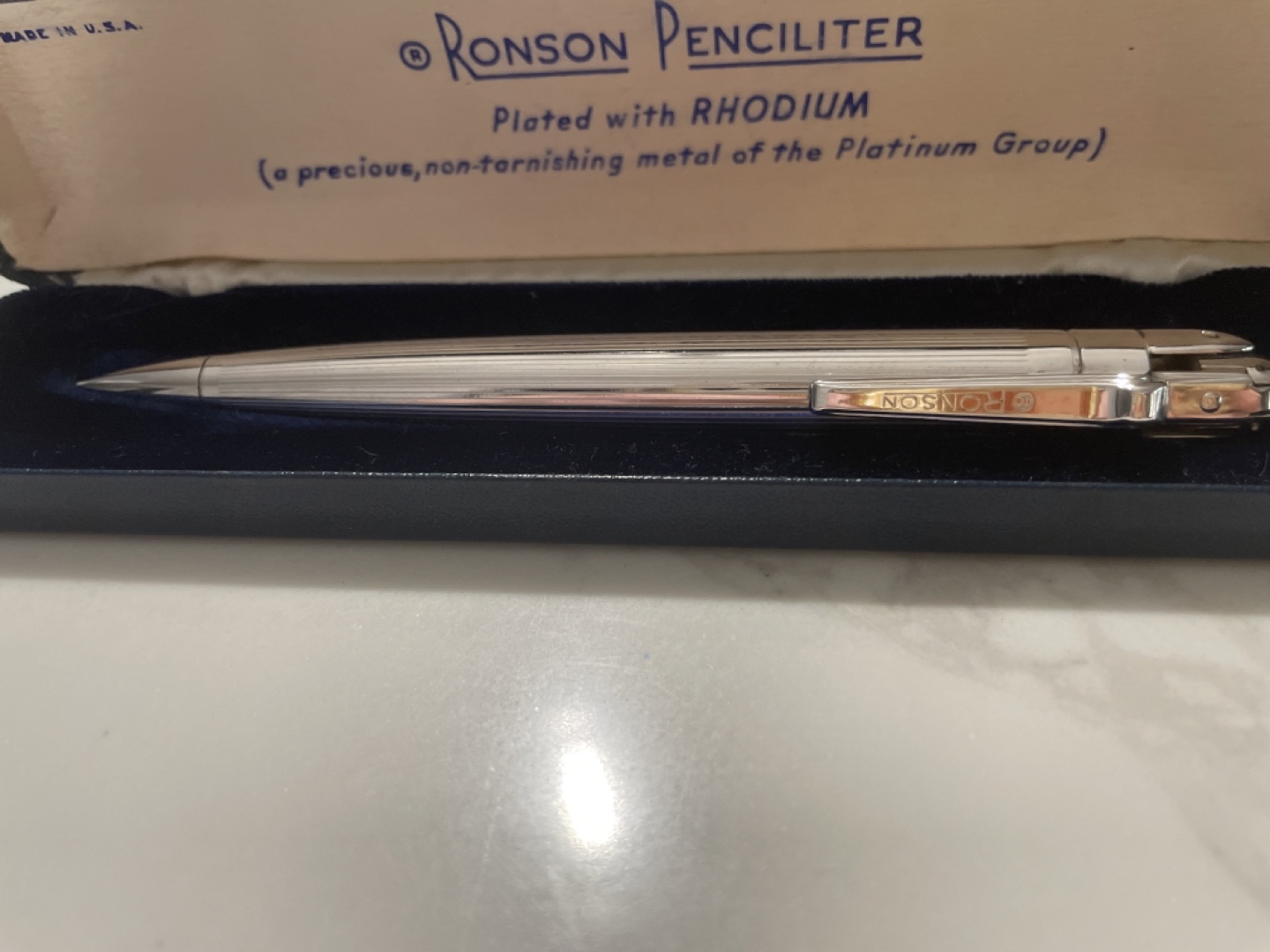 Ronson Penciliter Plated with Rhodium
