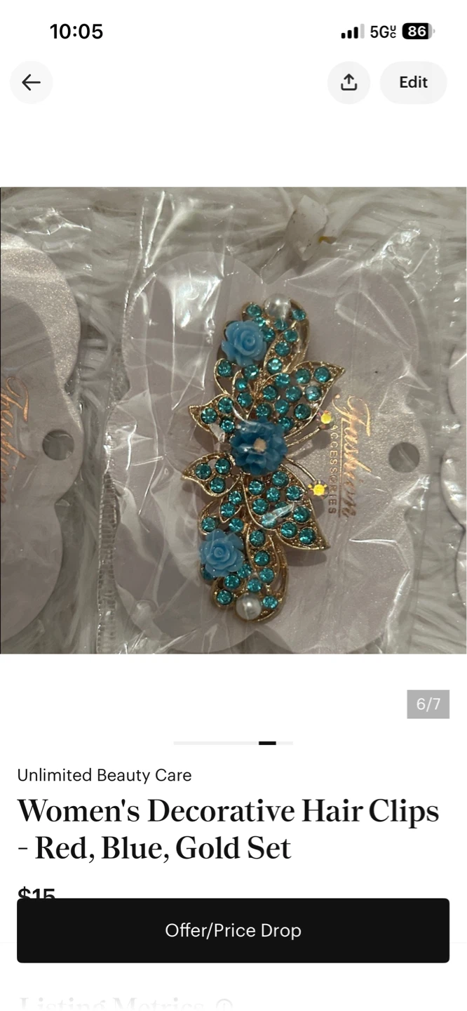 Bundle Women's Decorative Hair Clips - Red, Blue, Gold Set - photo 2