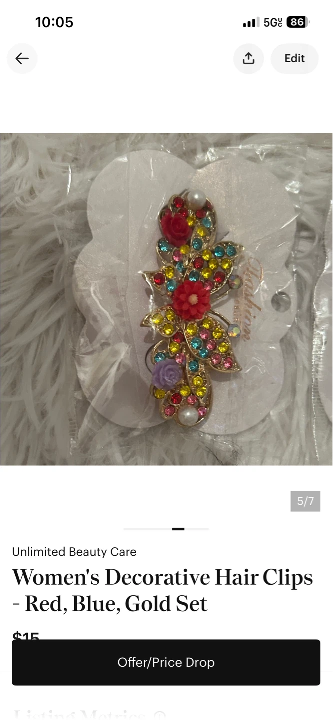 Bundle Women's Decorative Hair Clips - Red, Blue, Gold Set - photo 3