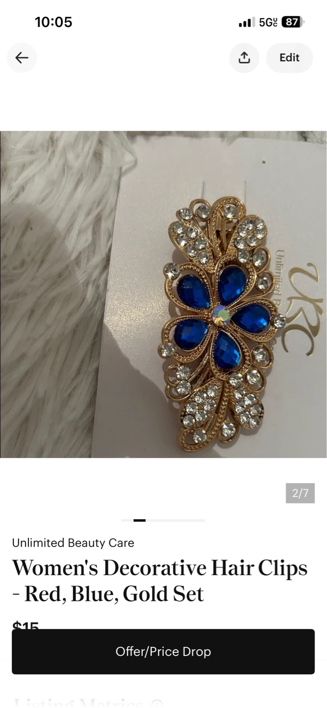 Bundle Women's Decorative Hair Clips - Red, Blue, Gold Set - photo 4