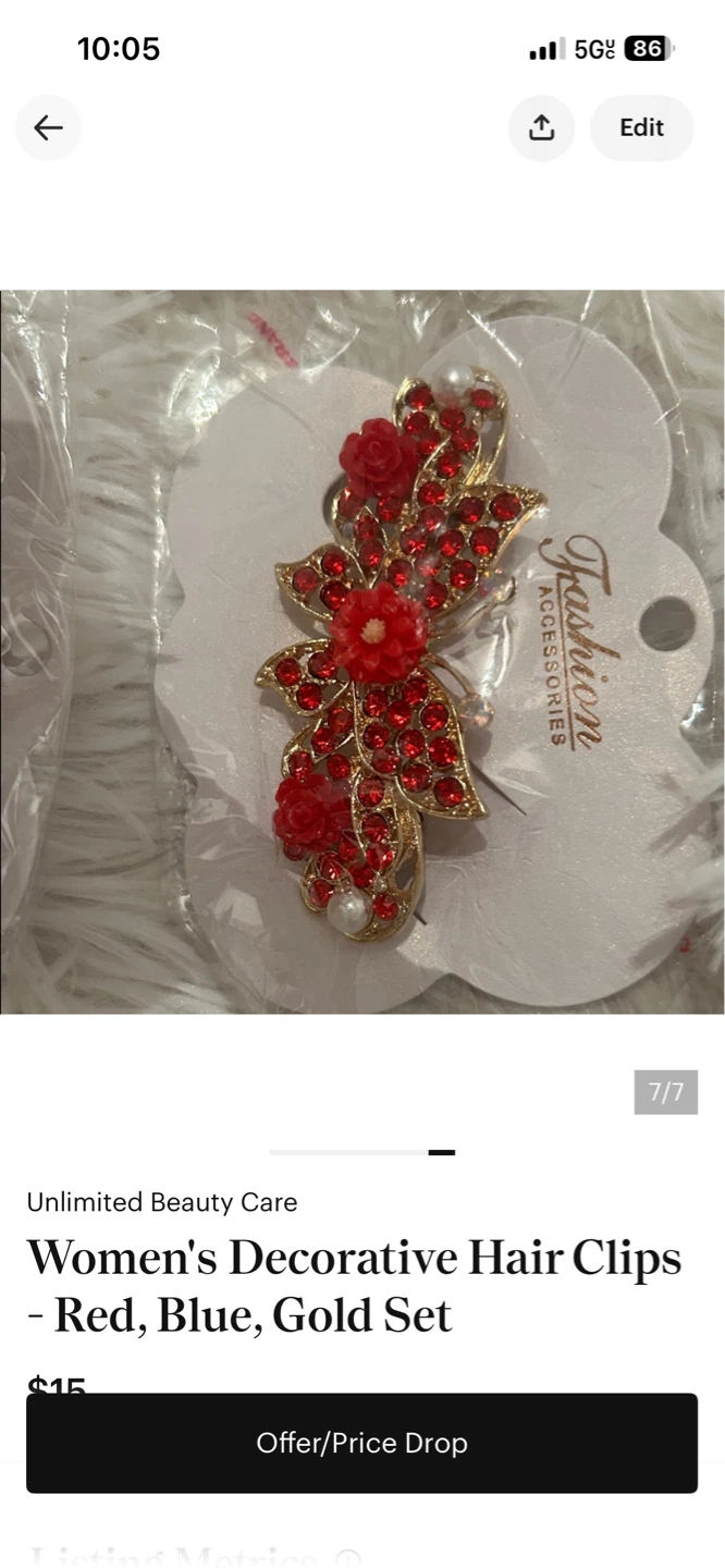 Bundle Women's Decorative Hair Clips - Red, Blue, Gold Set - photo 5