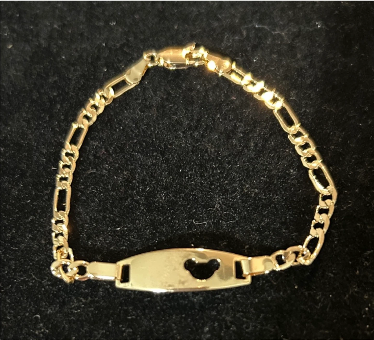 Gold Tone Mickey Mouse ID Bracelet