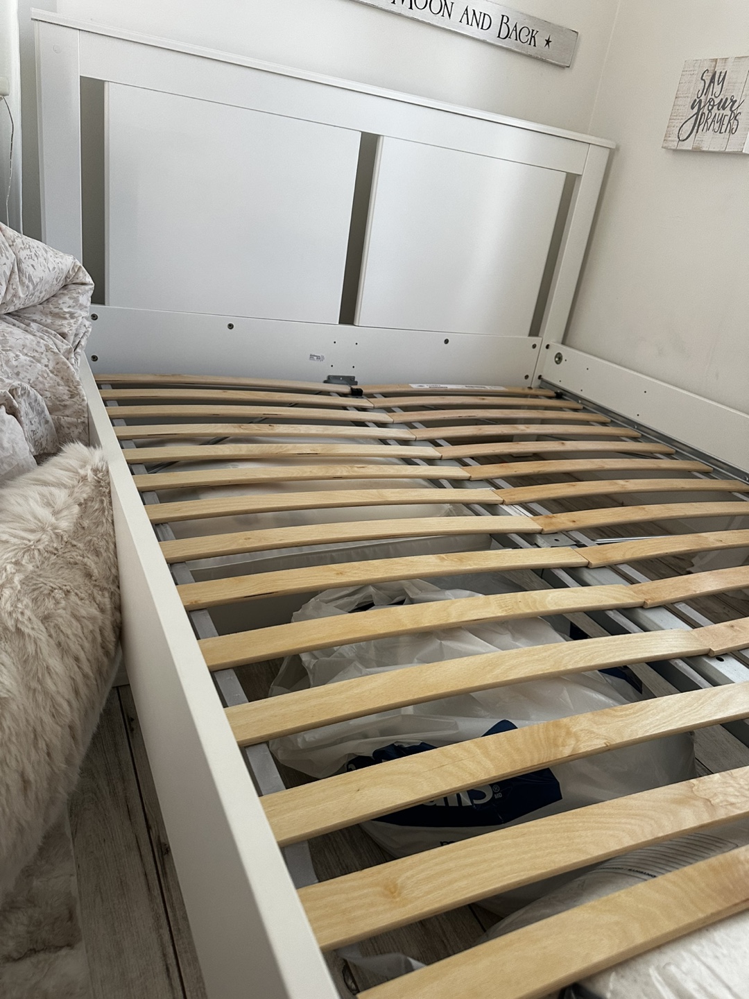 IKEA “Songesand” White Bed Frame with Luroy Slats