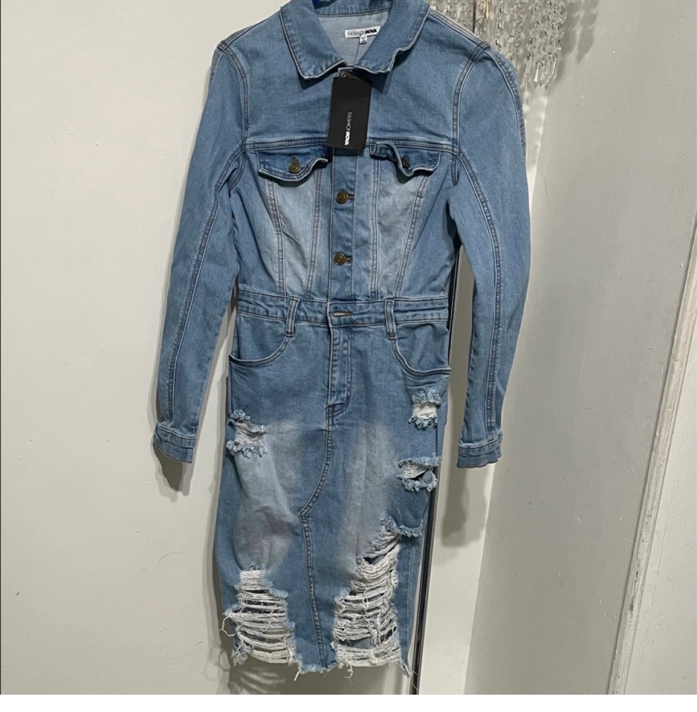 Fashion Nova Denim Midi Dress - Size M