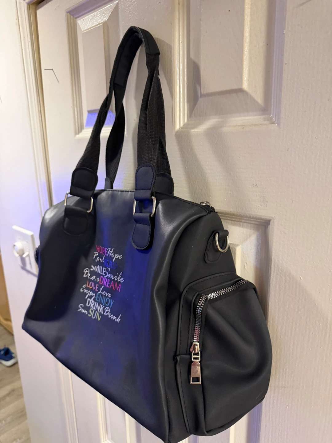 Black Duffel Bag with Inspirational Text - photo 3