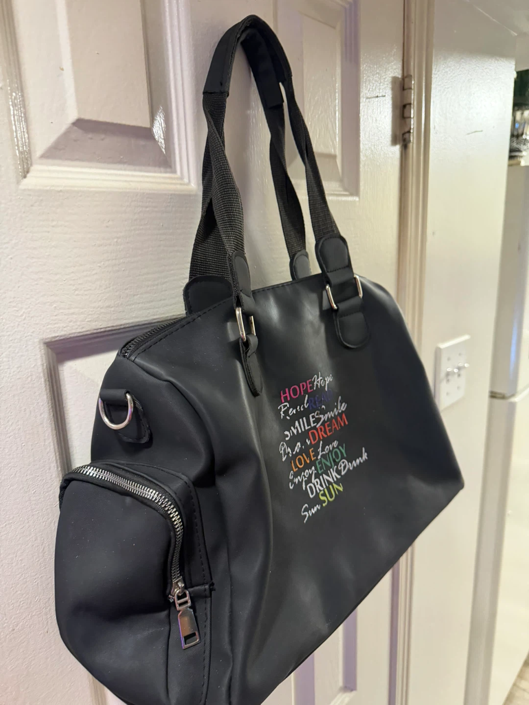 Black Duffel Bag with Inspirational Text - photo 2