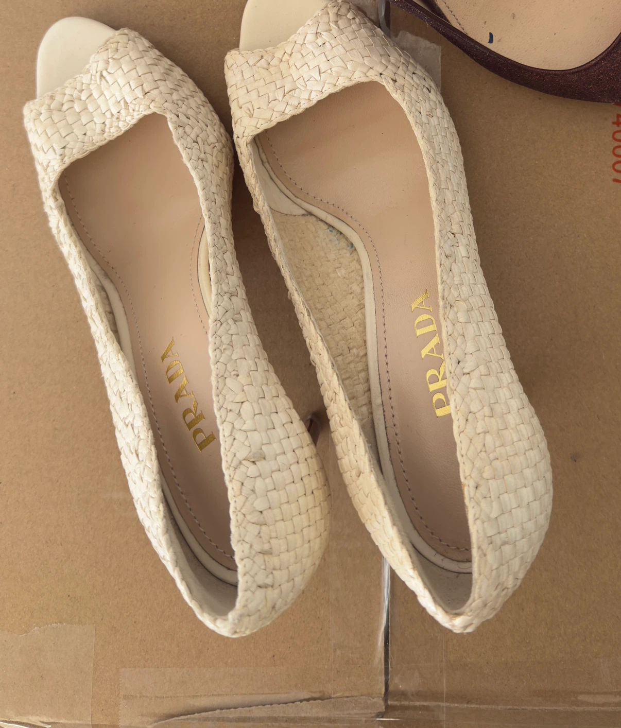 Vintage Prada Woven Peep-Toe Heels