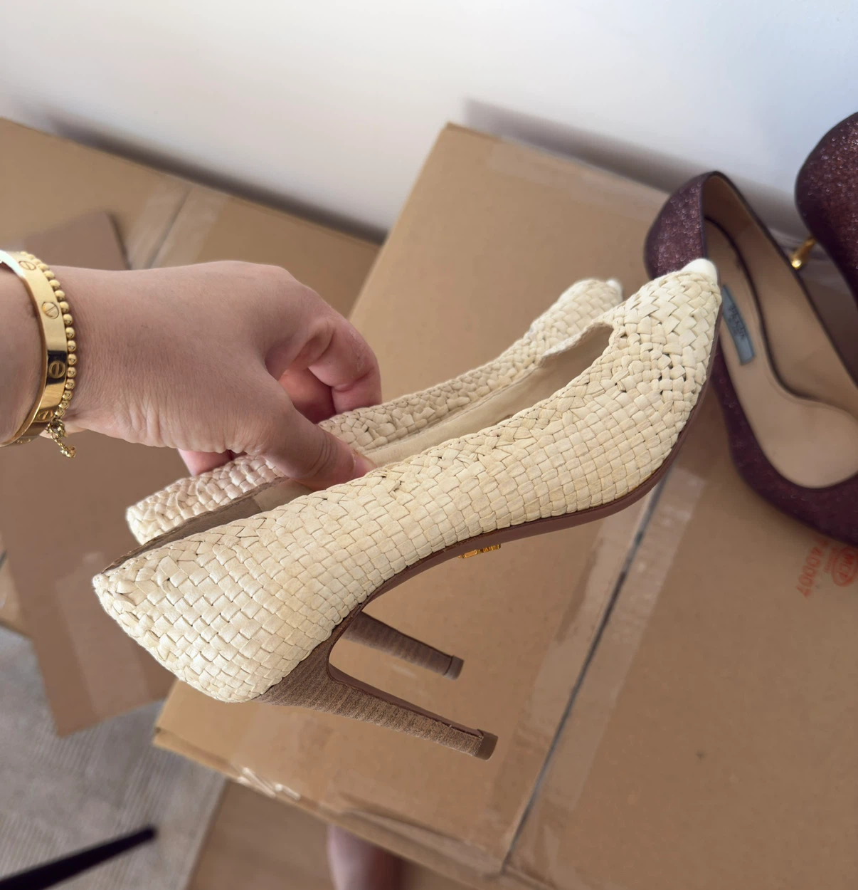 Vintage Prada Woven Peep-Toe Heels - photo 3
