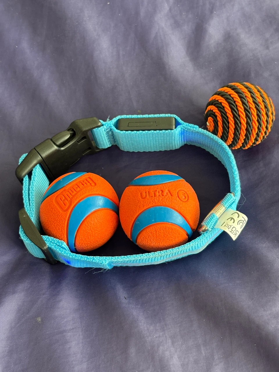 Blue LED lite Dog Collar with 3 Balls