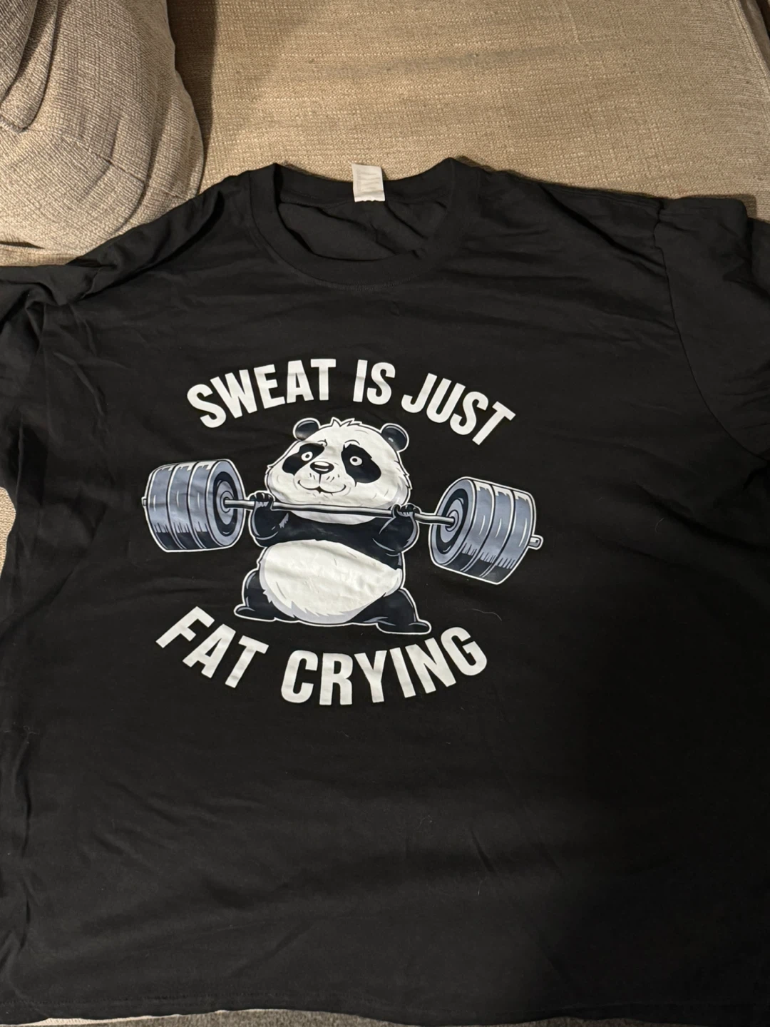 Black "Sweat is Just Fat Crying" Panda T-Shirt 2XL