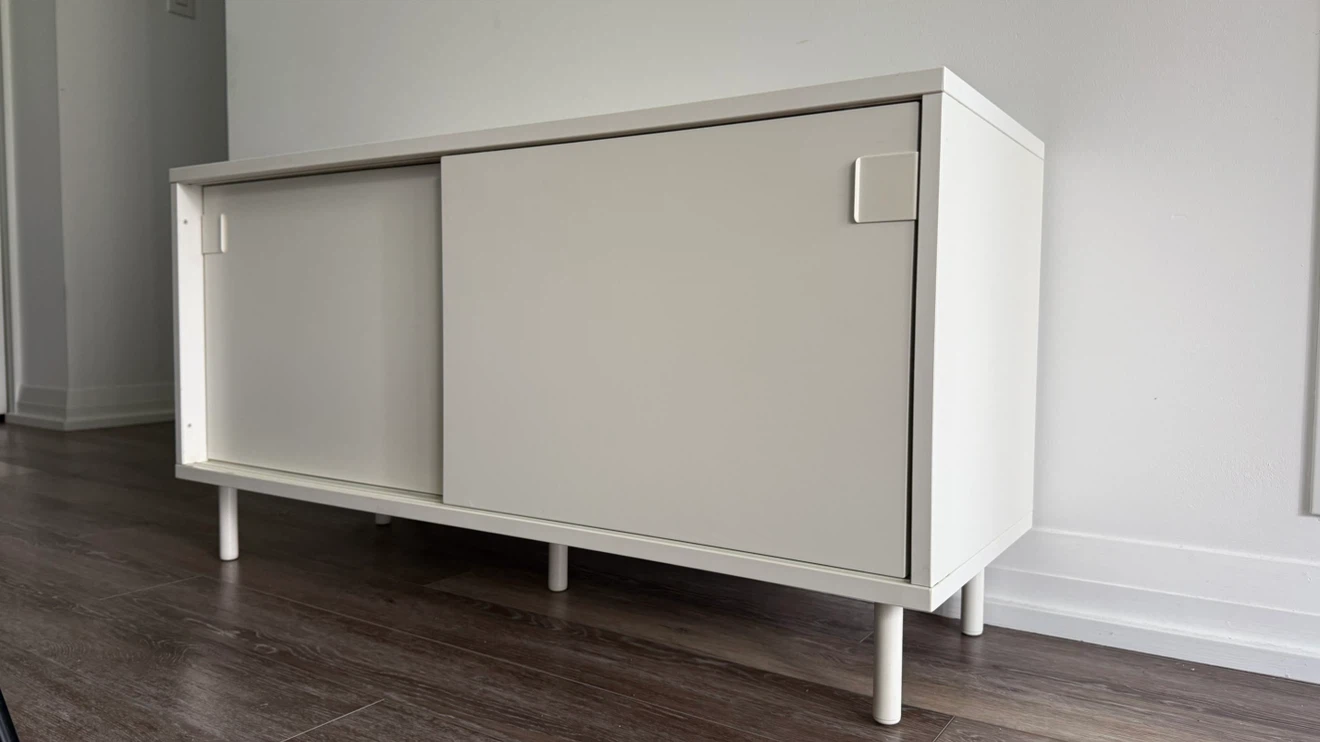 White Sideboard / Shoe Cabinet with Sliding Doors