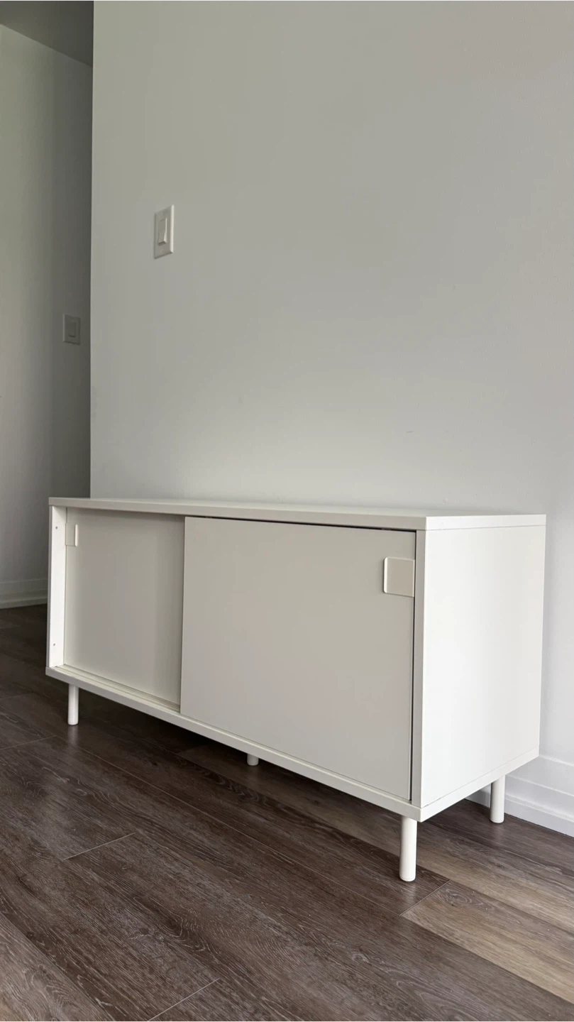 White Sideboard / Shoe Cabinet with Sliding Doors - photo 2