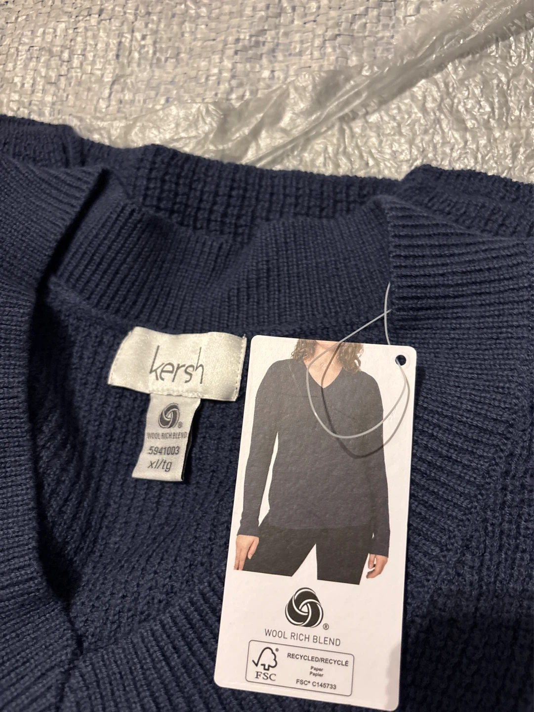 Kersh Wool Rich Blend V-Neck Sweater - XL/TG - photo 2