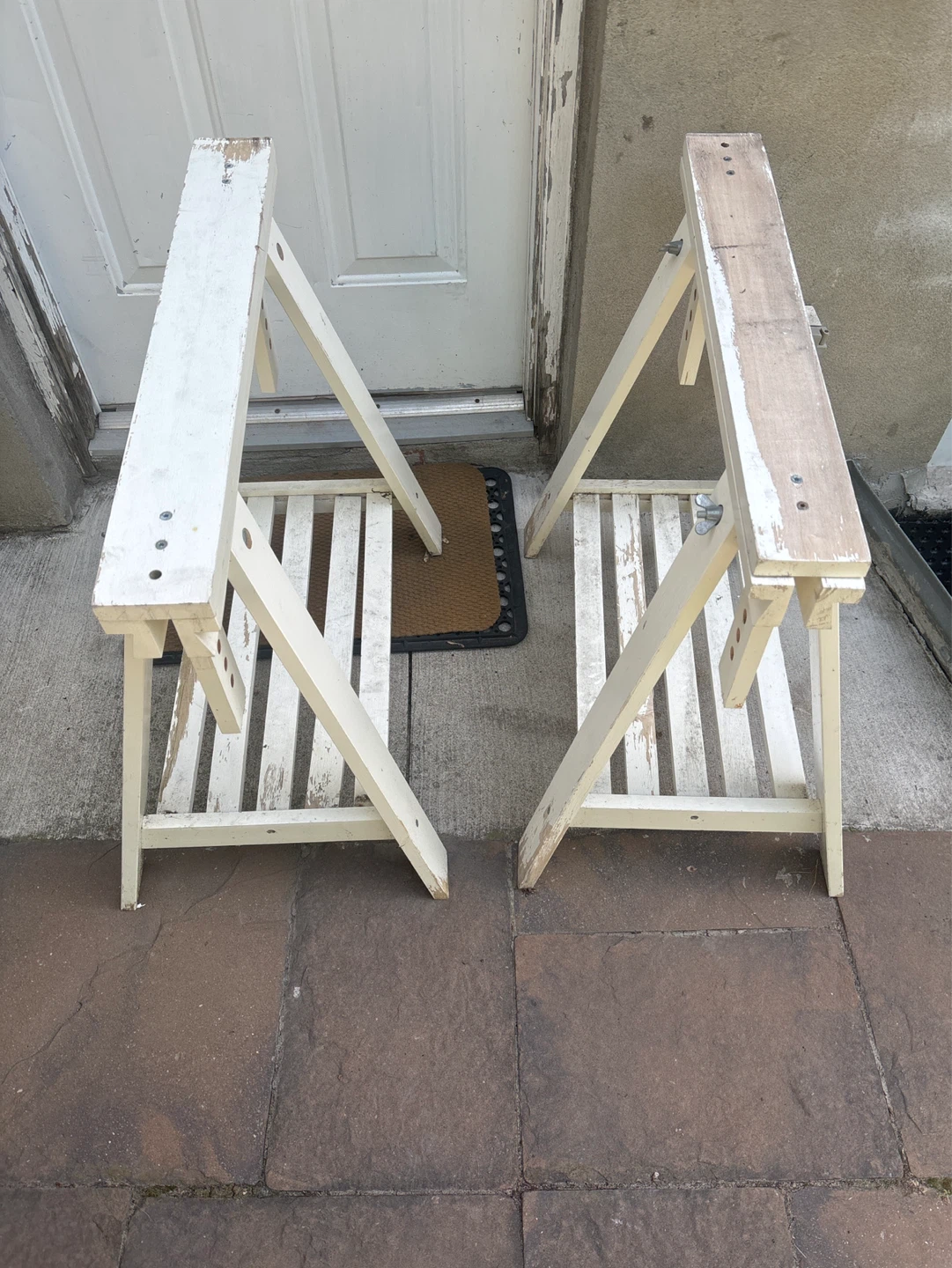 Pair of white sawhorses