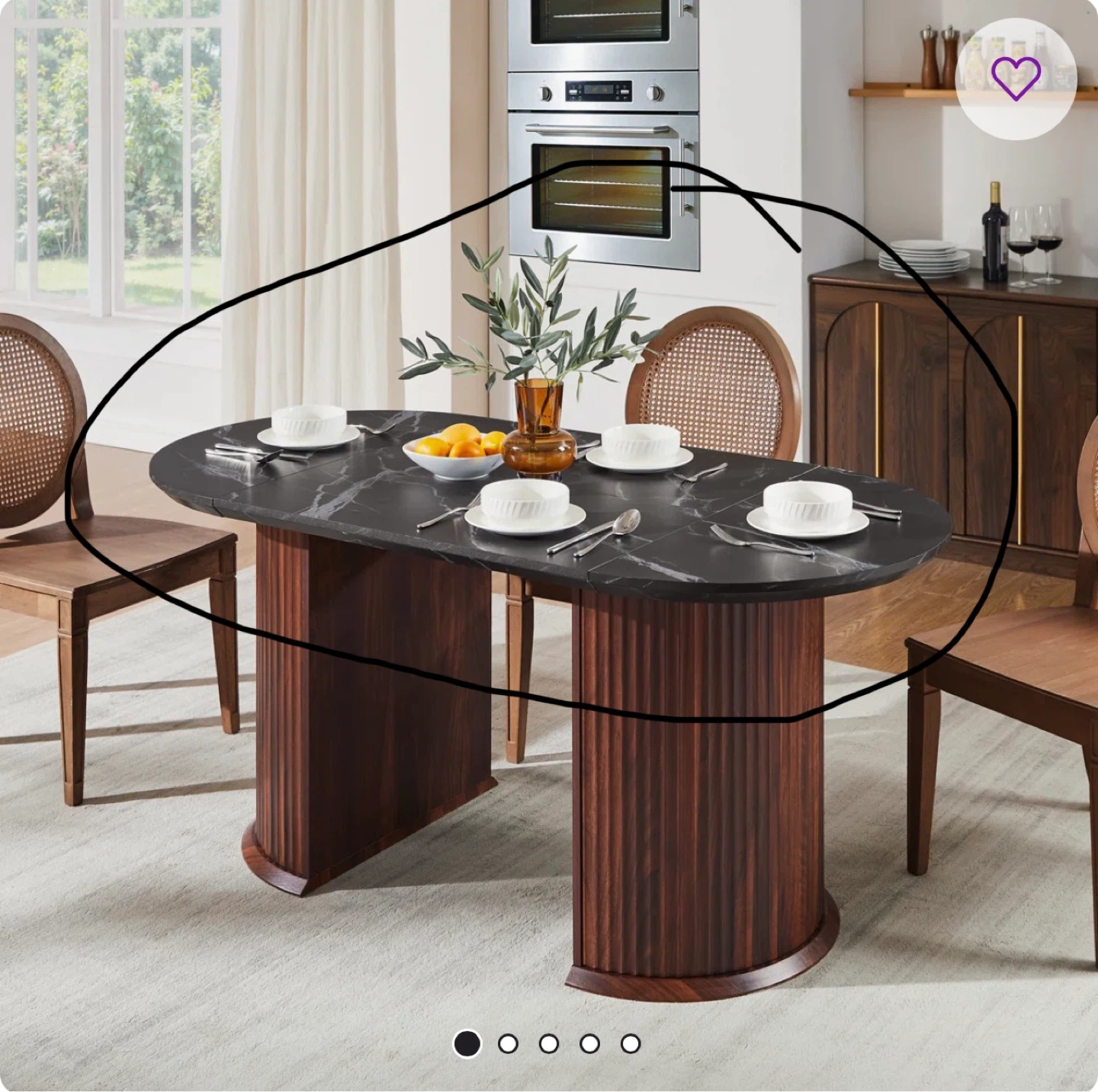 Oval Black  faux Marble Top Dining Table (top only)
