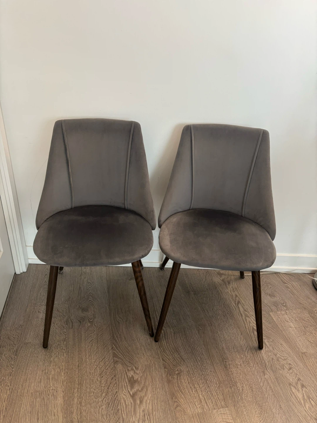 Grey Velvet Dining Chairs 2x