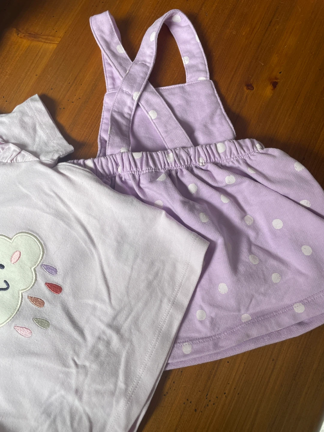 Pekkle Baby Girl Lavender Cloud & Rainbow Dress Set - photo 2