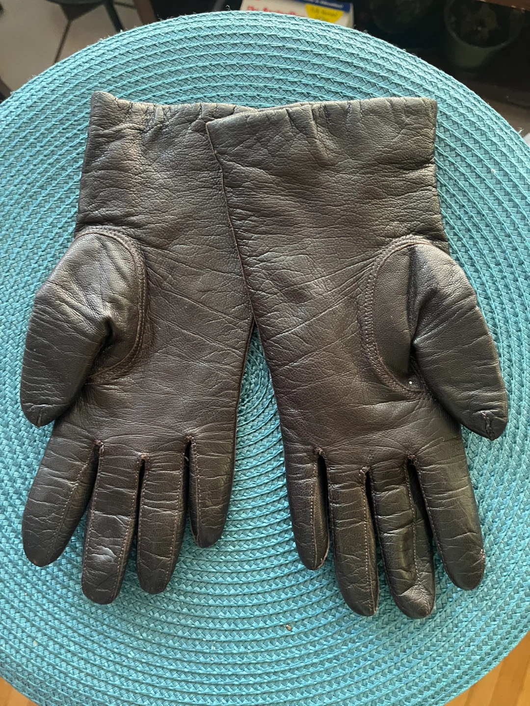 Eaton Leather Gloves, vintage, chocolate brown - photo 3