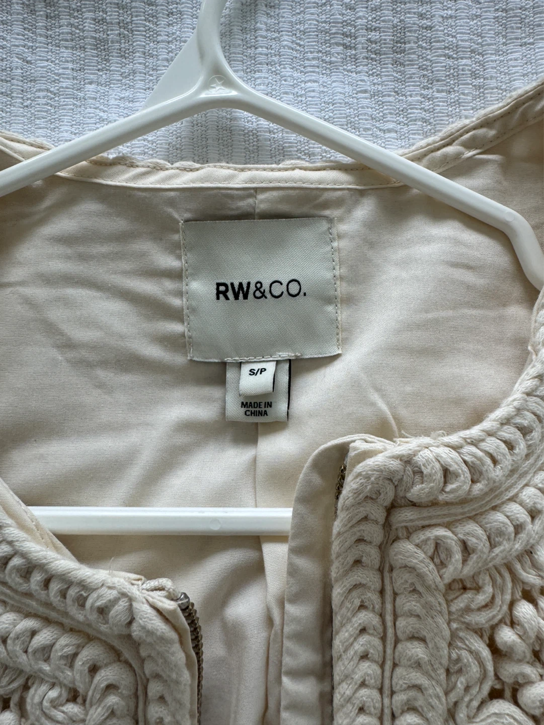RW&CO. Cream Crochet  Bomber Jacket