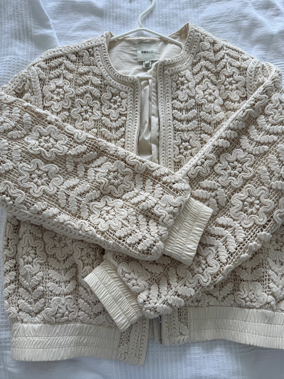 RW&CO. Cream Crochet  Bomber Jacket - photo 2