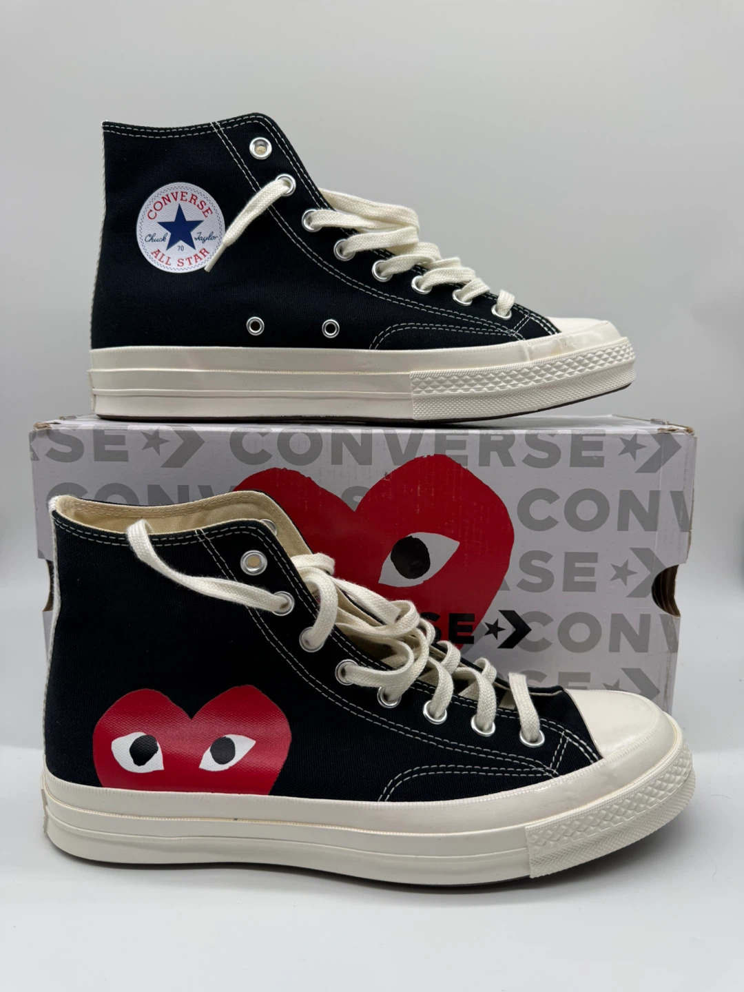 Converse x CDG PLAY Chuck 70 High Black Men’s Sz 9/Women’s 11 - photo 2