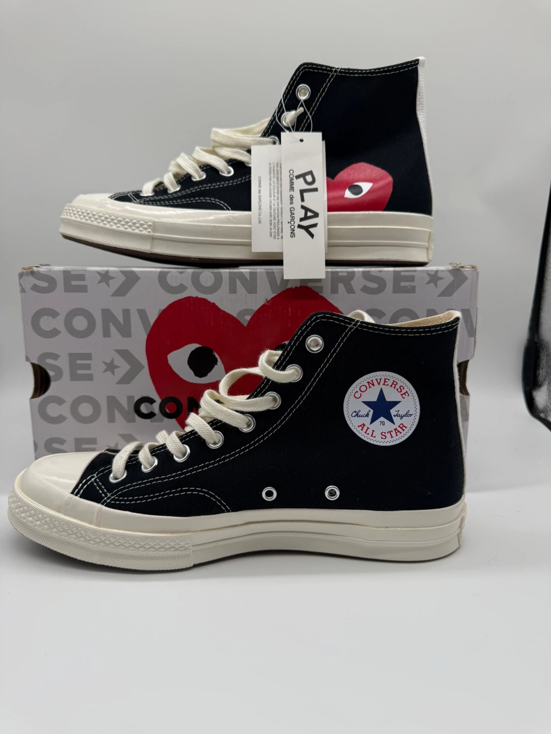 Converse x CDG PLAY Chuck 70 High Black Men’s Sz 9/Women’s 11