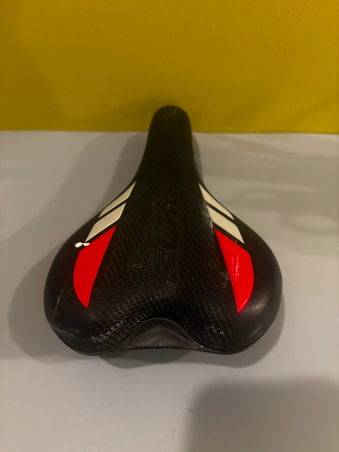 Black Bicycle Saddle with Red and White Accents - photo 4