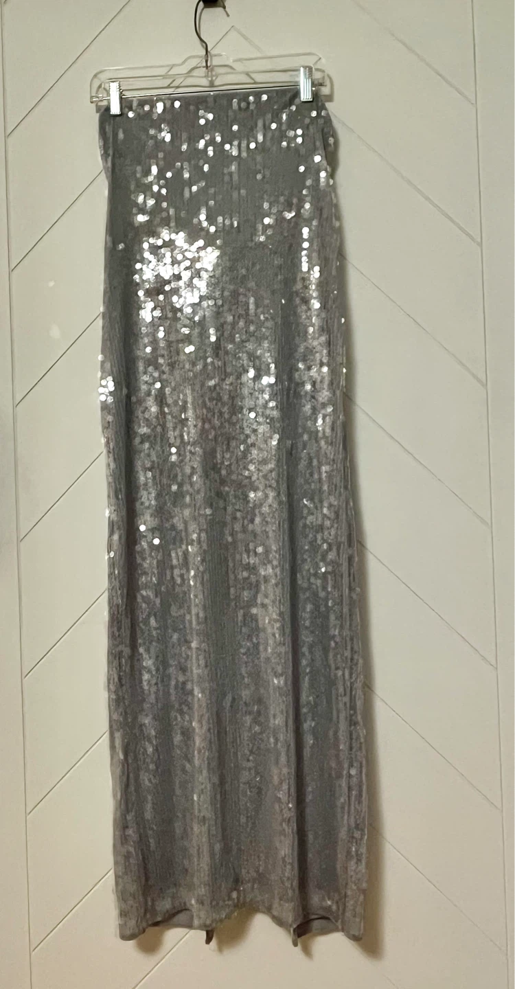 New DYNAMITE Silver Sequin Maxi Dress/ Gown - photo 5