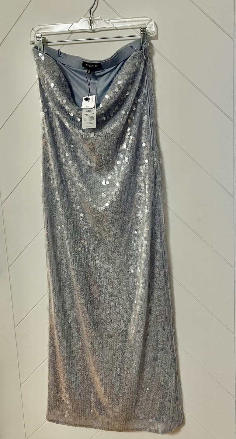 New DYNAMITE Silver Sequin Maxi Dress/ Gown - photo 2