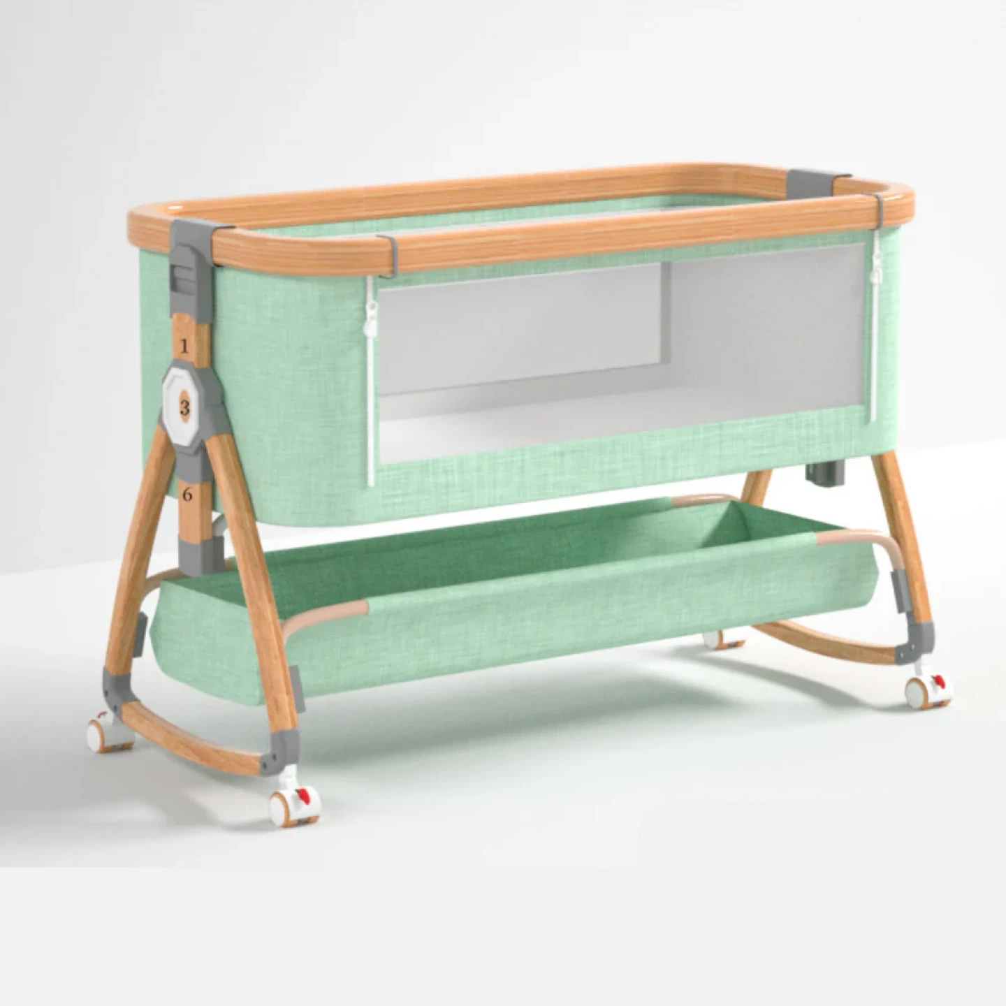 Baby Bedside Bassinet in PISTACHIO GREEN + 4 Free Sheets