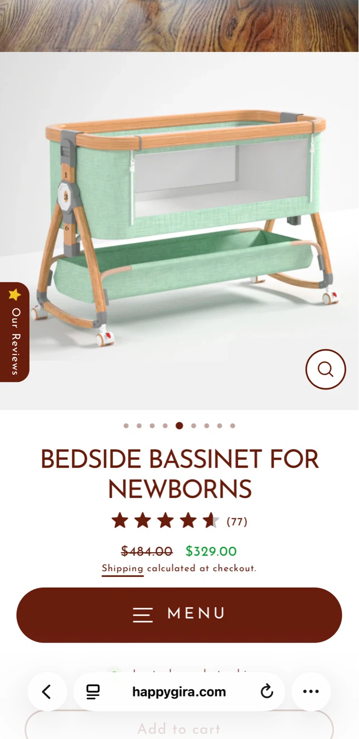 Baby Bedside Bassinet in PISTACHIO GREEN + 4 Free Sheets - photo 5