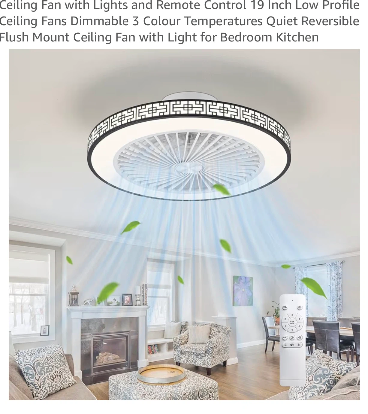 19 Inch Low Profile Ceiling Fan with Light and Remote