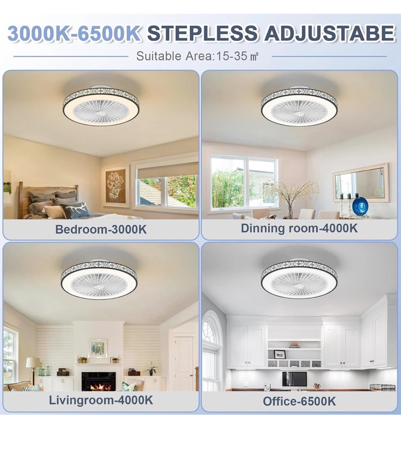 19 Inch Low Profile Ceiling Fan with Light and Remote - photo 4