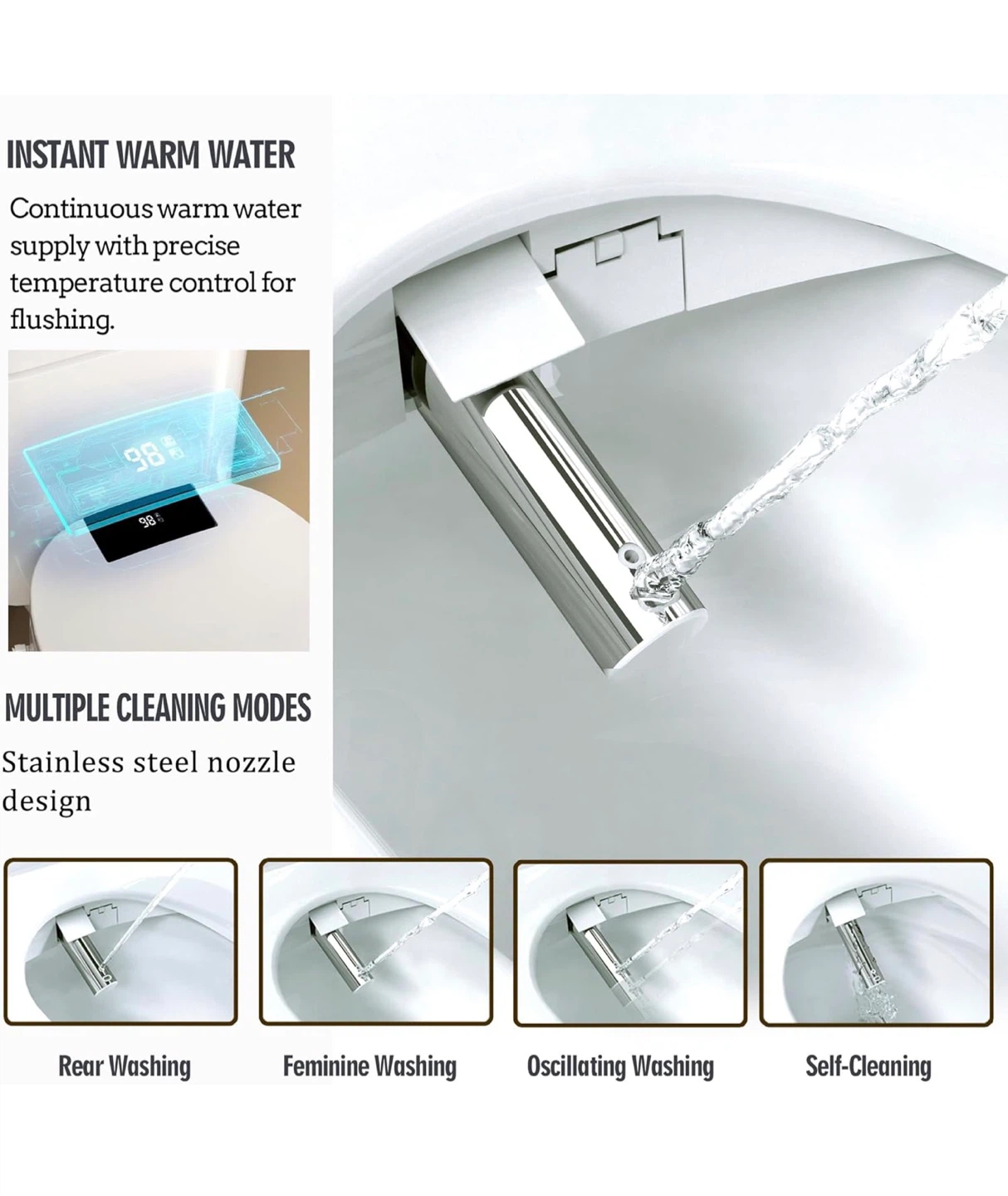 WLJBIDET Electronic Heated Bidet Toilet Seat - Elongated - photo 3