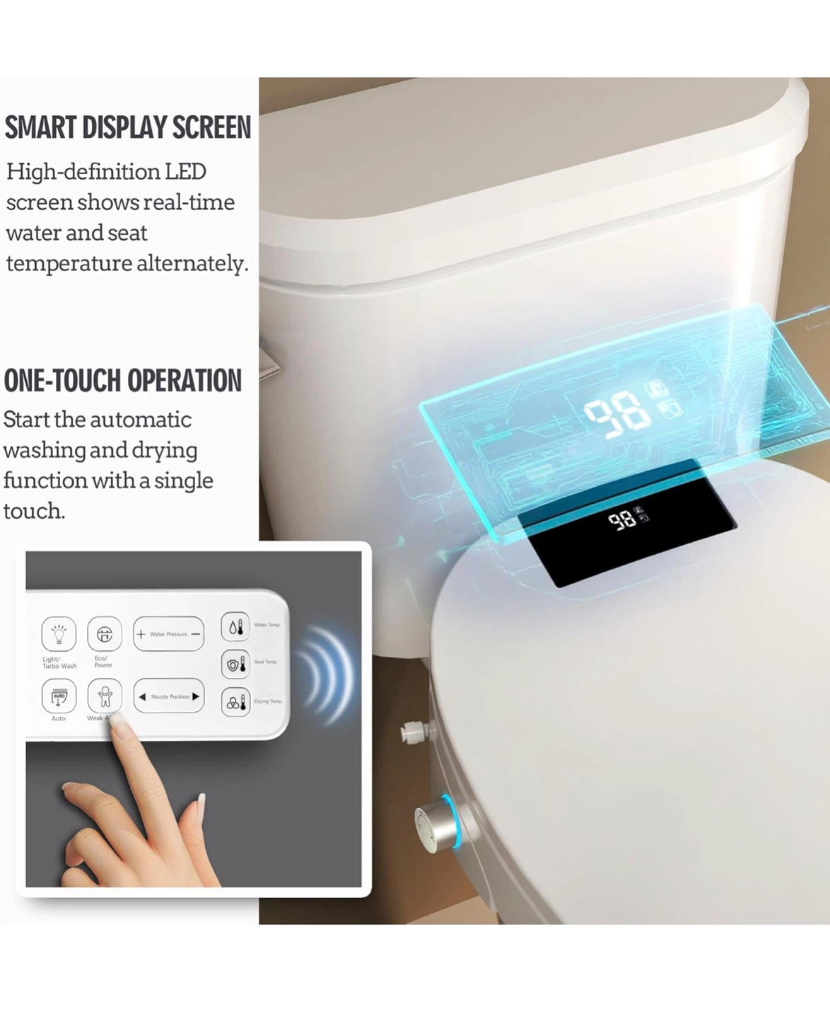 WLJBIDET Electronic Heated Bidet Toilet Seat - Elongated - photo 4