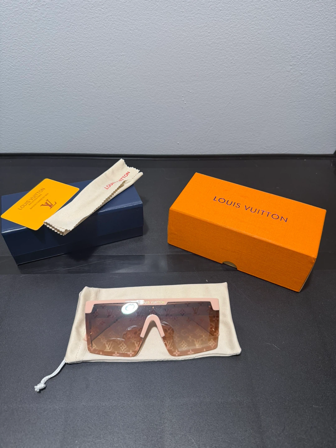 LV Shield Sunglasses – Pink Frame