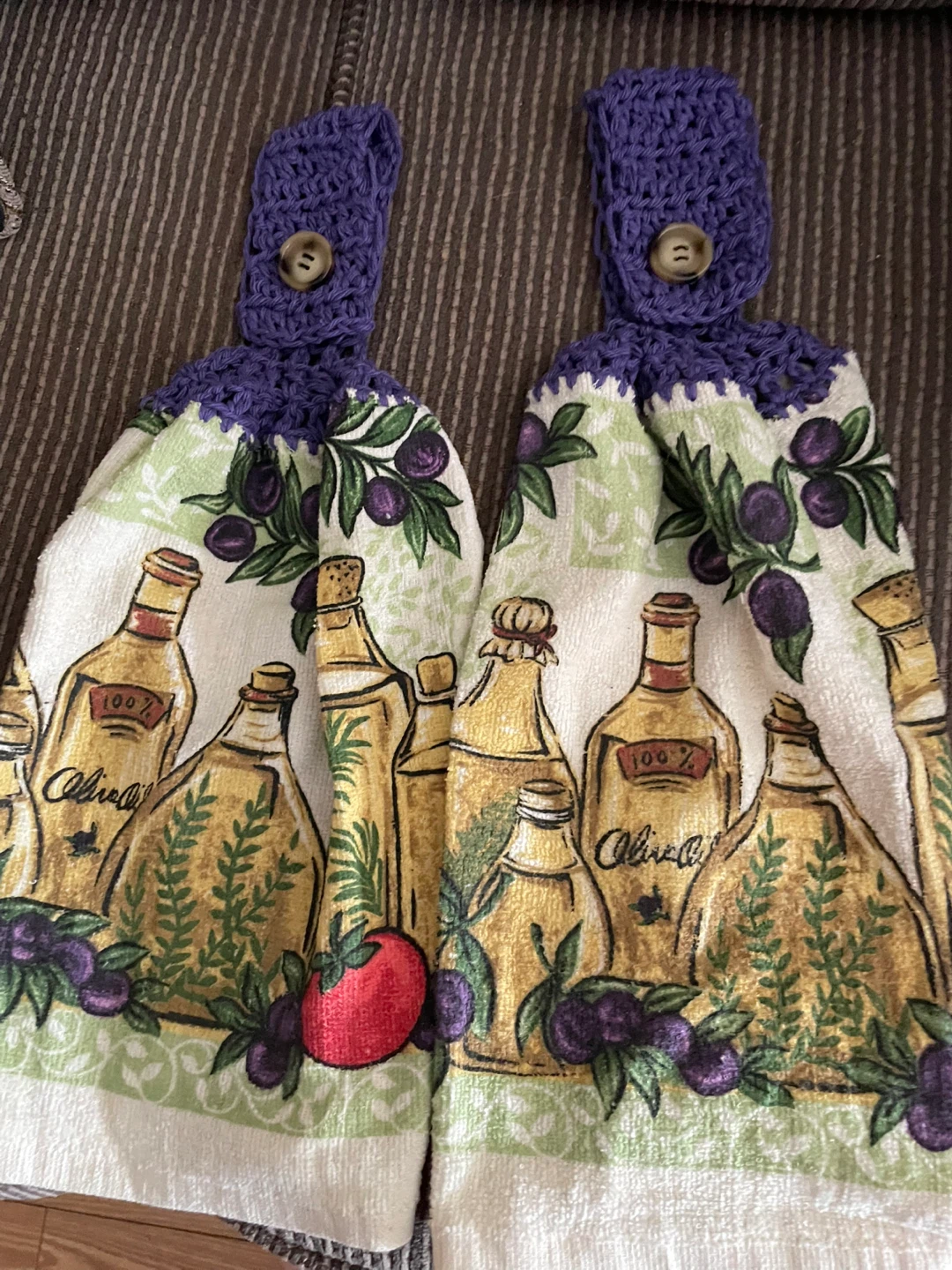 Set of 2 Kitchen Towels with Olive Oil & Olive Print