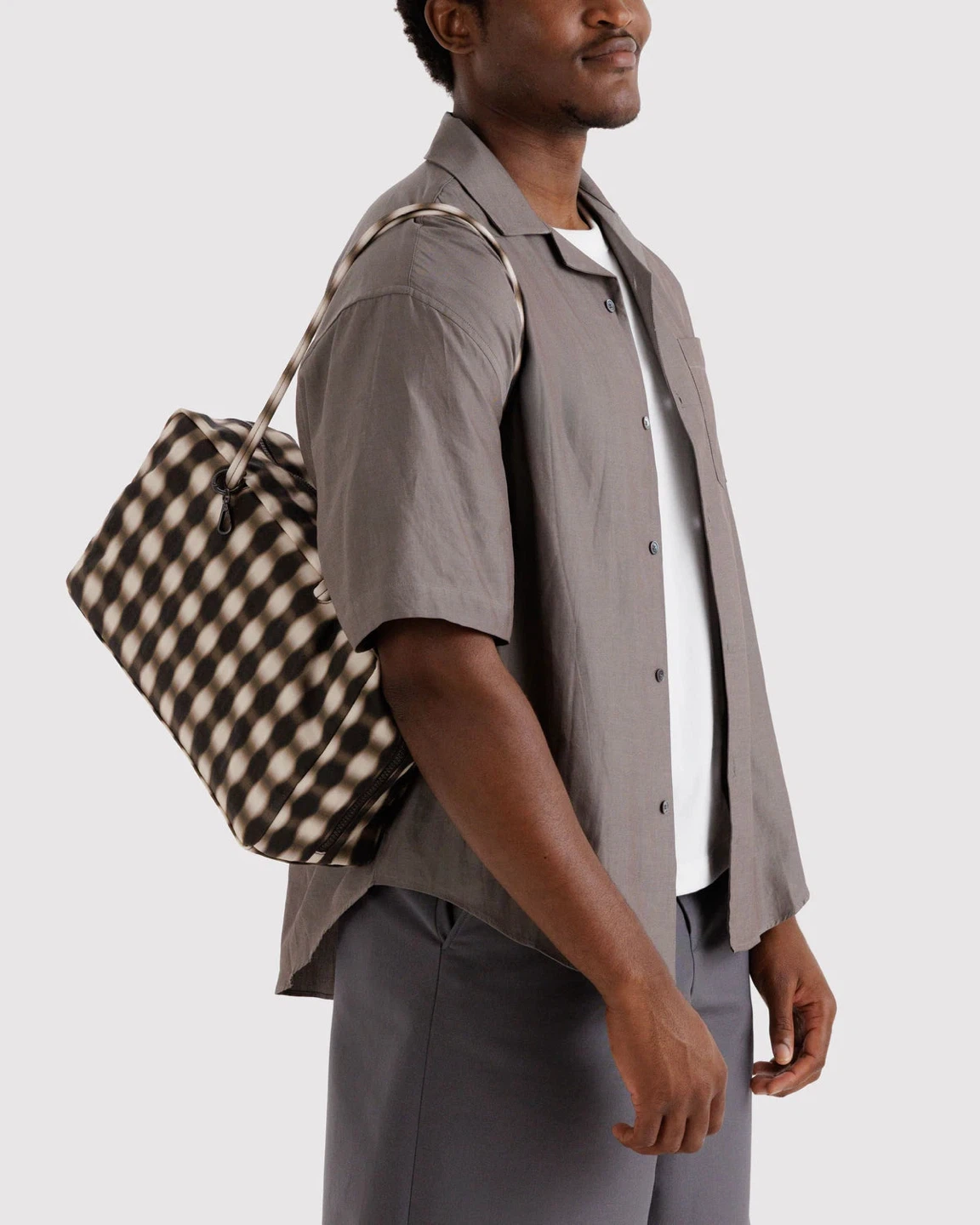 BAGGU Bowler Bag Medium - Blurred Gingham NEW - photo 4