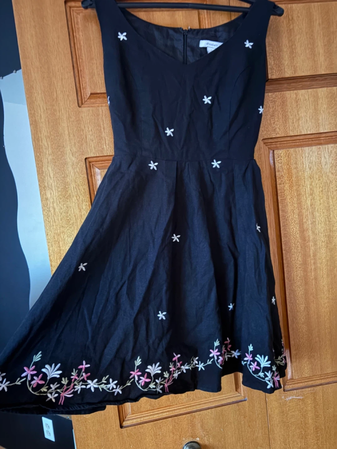 Black Embroidered Fit and Flare Dress - photo 2