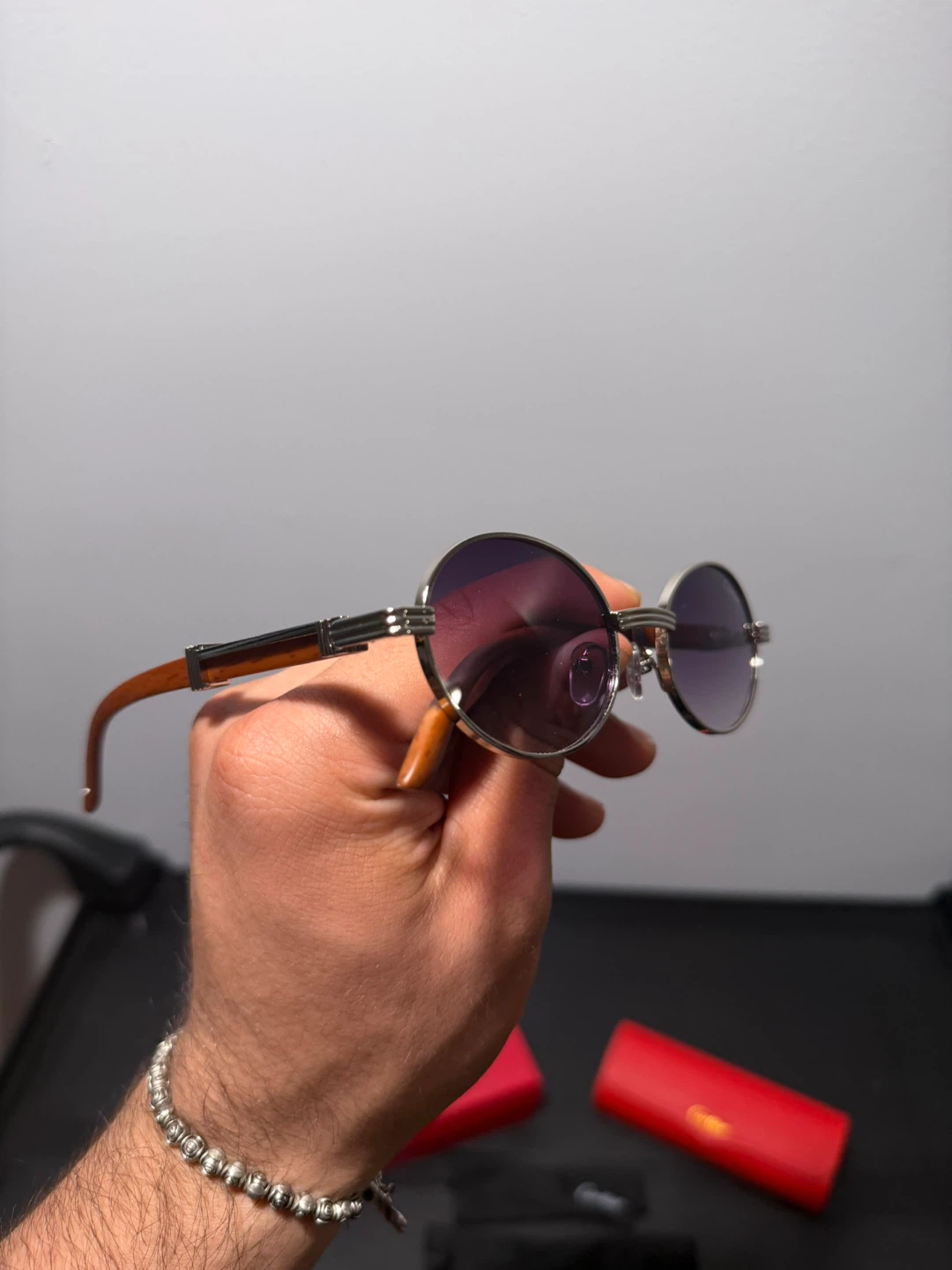 Cartier Oval Sunglasses with Wood Accents - photo 3